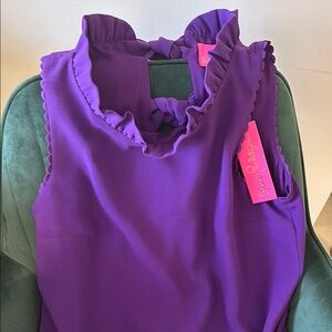 Purple Sleeveless Ruffle Dress